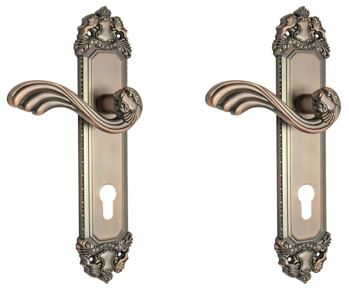 фото Дверные ручки на планке (2 шт) Loid Valey Lecce MAC Античная медь (межосевое 85 мм)