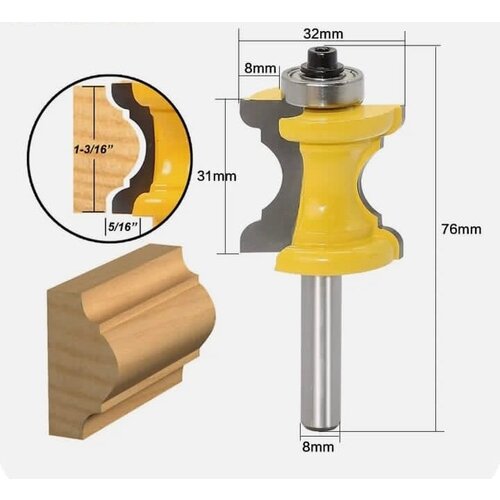 фреза архитектурная фрезы по дереву кромочная фигурная фреза для поручней хвостовик d 8мм Фигурная фреза/торцевая/кромочная/хвостовик 8мм