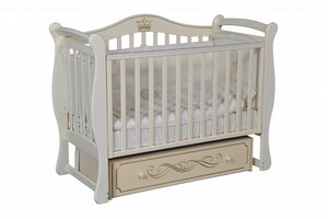 Детская кроватка для новорожденных Антел Джулия 11 с универсальным маятником (поперечный/продольный), ящиком, съемной стенкой, цвет слоновая кость