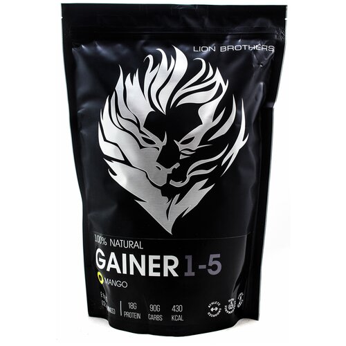 Гейнер Lion Brothers Gainer 1-5, 1500 г, манго bcaa juice lion brothers вкус черная смородина