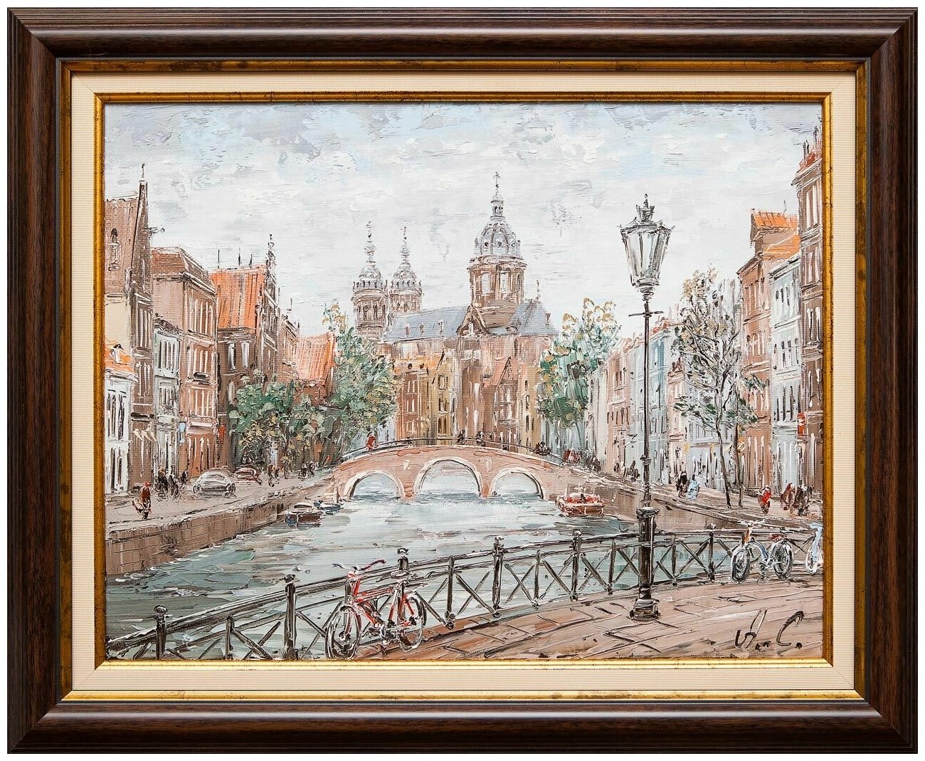 Картина маслом "Амстердам" Стеняев. В раме