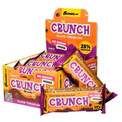 Bombbar Батончик Bombbar протеиновый Crunch - Чизкейк шоколадный брауни, 20 шт батончик глазированный bombbar кранч брауни чизкейк 50 г