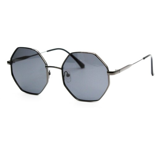 Солнцезащитные очки FLAMINGO, шестиугольные, оправа: металл, для женщин, серый
