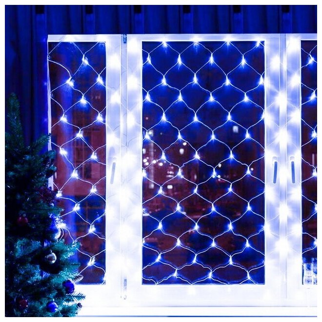 Snowhouse Гирлянда Сетка 1.5*1 м, 144 синих LED ламп, прозрачный ПВХ, уличная, соединяемая, IP44 NTLD144-B-E
