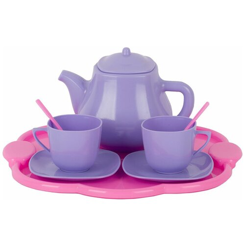 Большой Набор детской посуды игровой для чаепития с куклами / Розовая посуда для девочек 8 предмета