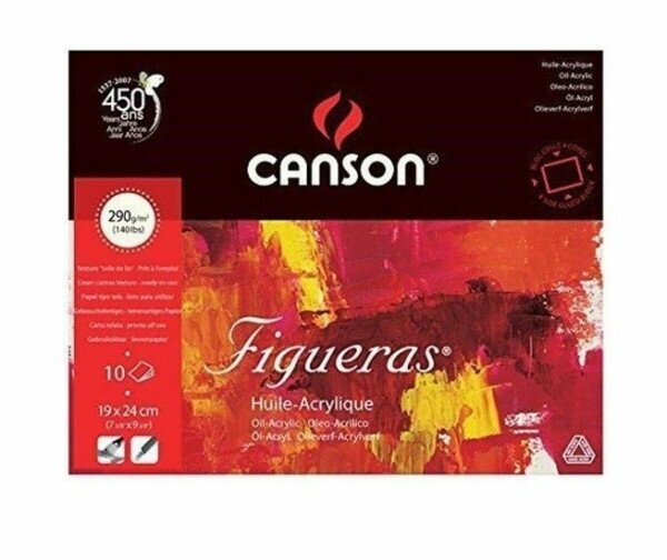 Склейка для масла CANSON Figueras 290г/м2 24*19см, 10л, зерно холста, склейка по 4 сторонам