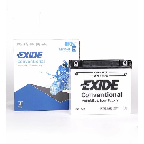 Мото аккумулятор EXIDE CONVERTIONAL EB16-B 19Ач L+ EN190A 175x100x155 B00