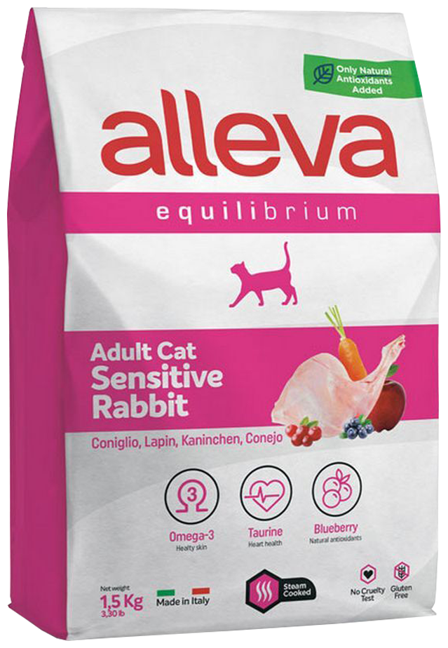 Alleva Equilibrium Cat сухой корм для взрослых кошек с кроликом, Adult Sensitive Rabbit, 1,5 кг