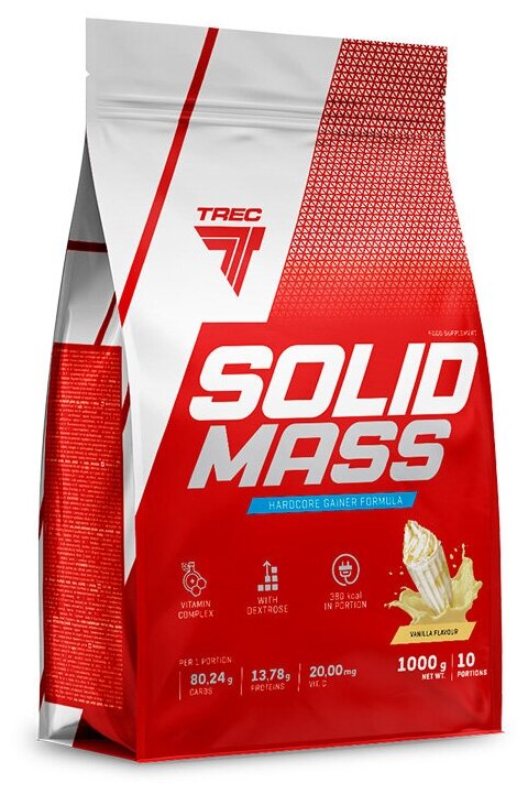 Trec Nutrition Гейнер Trec Nutrition Solid Mass, 1000 г, вкус: ваниль