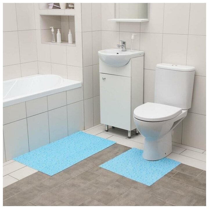 Набор ковриков для ванны и туалета Пузыри, 2 шт: 50х52, 50х85 см