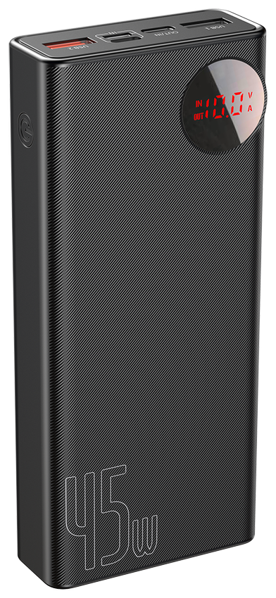 Портативный аккумулятор Baseus Mulight 45W QC Power Bank, 20000 mAh, черный