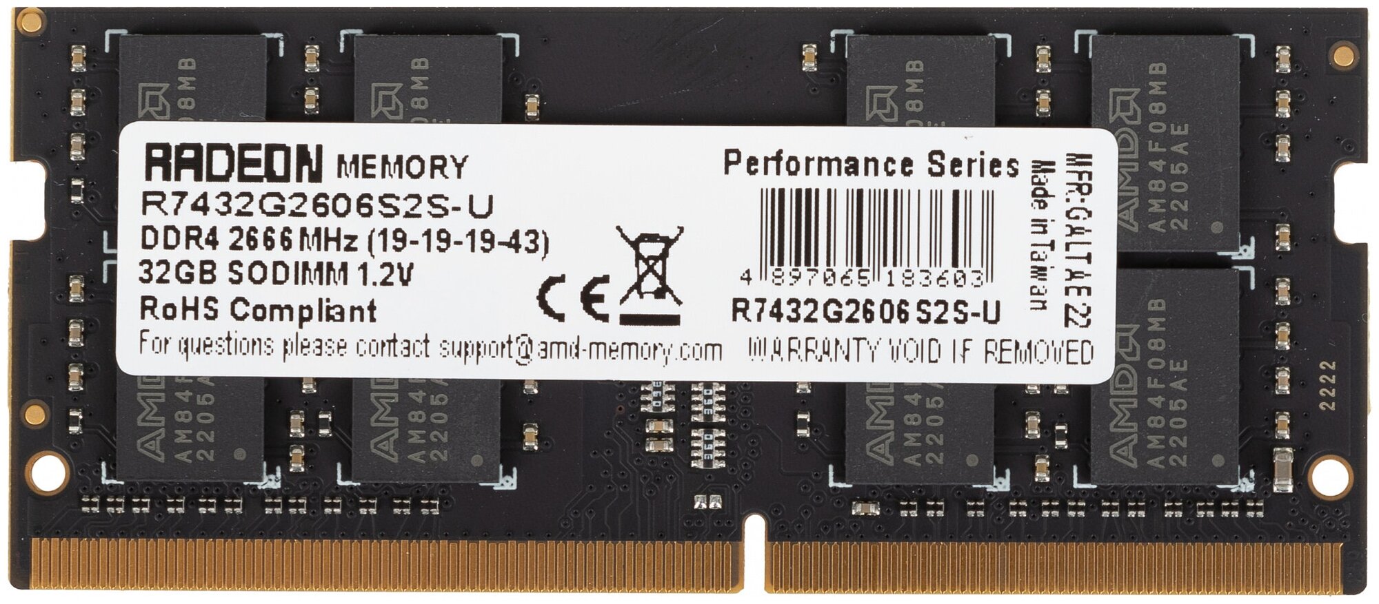 Оперативная память 32Gb DDR4 2666MHz AMD SO-DIMM (R7432G2606S2S-U)