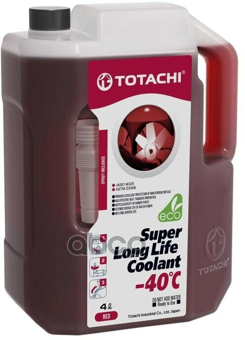 Жидкость Охлаждающая Низкозамерзающая Totachi Super Long Life Coolant Red -40C 4Л Jis K 2234 TOTACHI арт. 41804