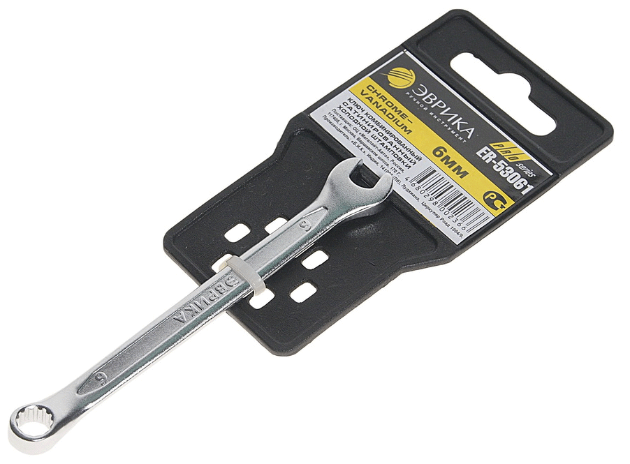 Ключ комбинированный 6 мм (Chrome vanadium) PRO эврика