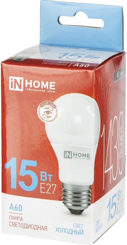 Упаковка ламп INHOME LED-A60-VC, 15Вт, 1350lm, 30000ч, 6500К, E27, 10 шт. - фото №7
