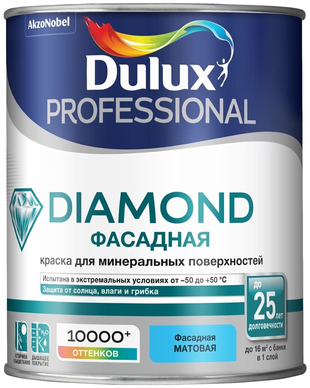 Краска фасадная водно-дисперсионная Dulux Trade Diamond гладкая база BC 0,9 л.