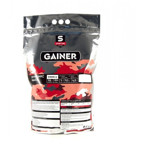 фото Гейнер sportline nutrition dynamic mass, 3000 г, банан