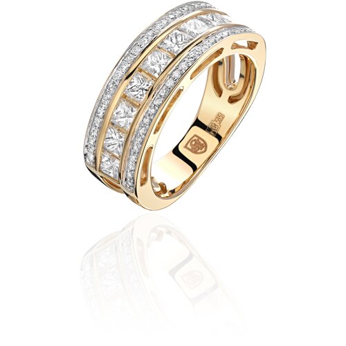 Кольцо Эстет, желтое золото, 585 проба, бриллиант, размер 17.5