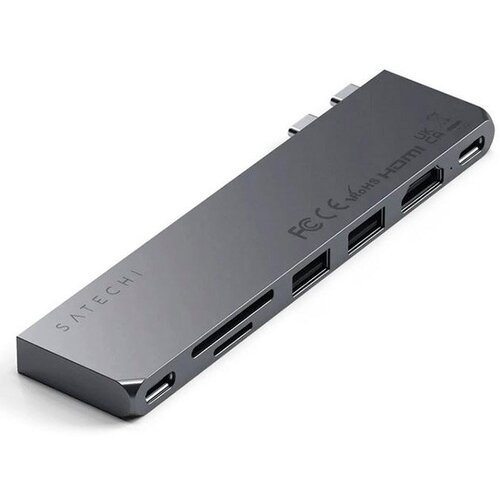 Аксессуар Хаб USB Satechi USB-C Pro Slim Space Grey ST-HUCPHSM hyper hyperdrive pro 8 in 2 hub for usb c macbook pro air space gray