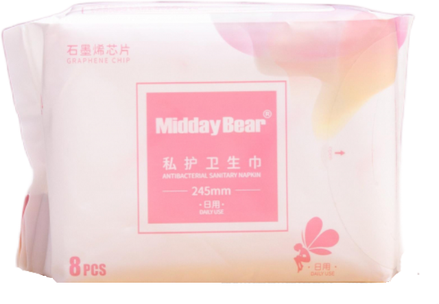 Midday Bear прокладки дневные, 3 капли, 8 шт, бело-розовый