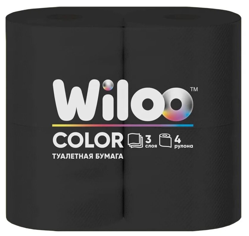 Туалетная бумага Wiloo Color Черная 3сл 4рул/упак