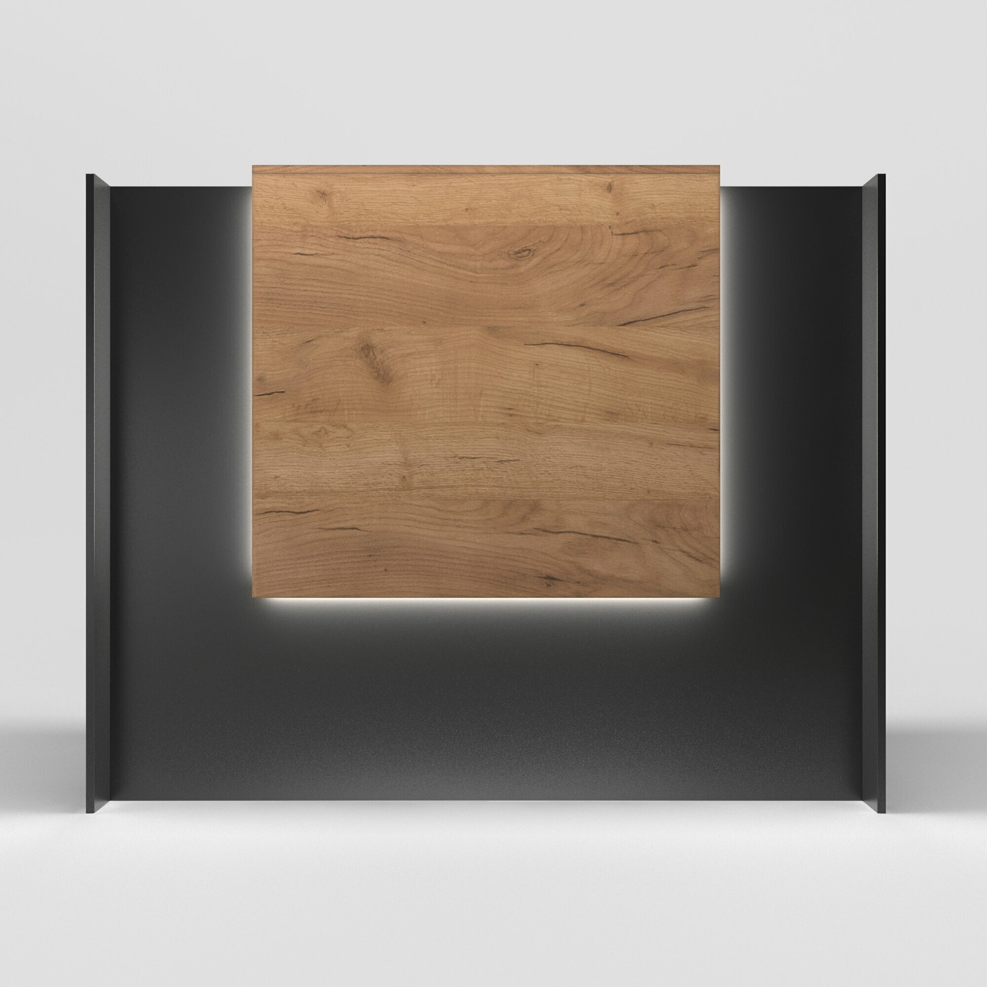 Ресепшн чёрный Квадрат с декором Дуб Вотан 1200х1200х600 / Подсветка RGB Premium