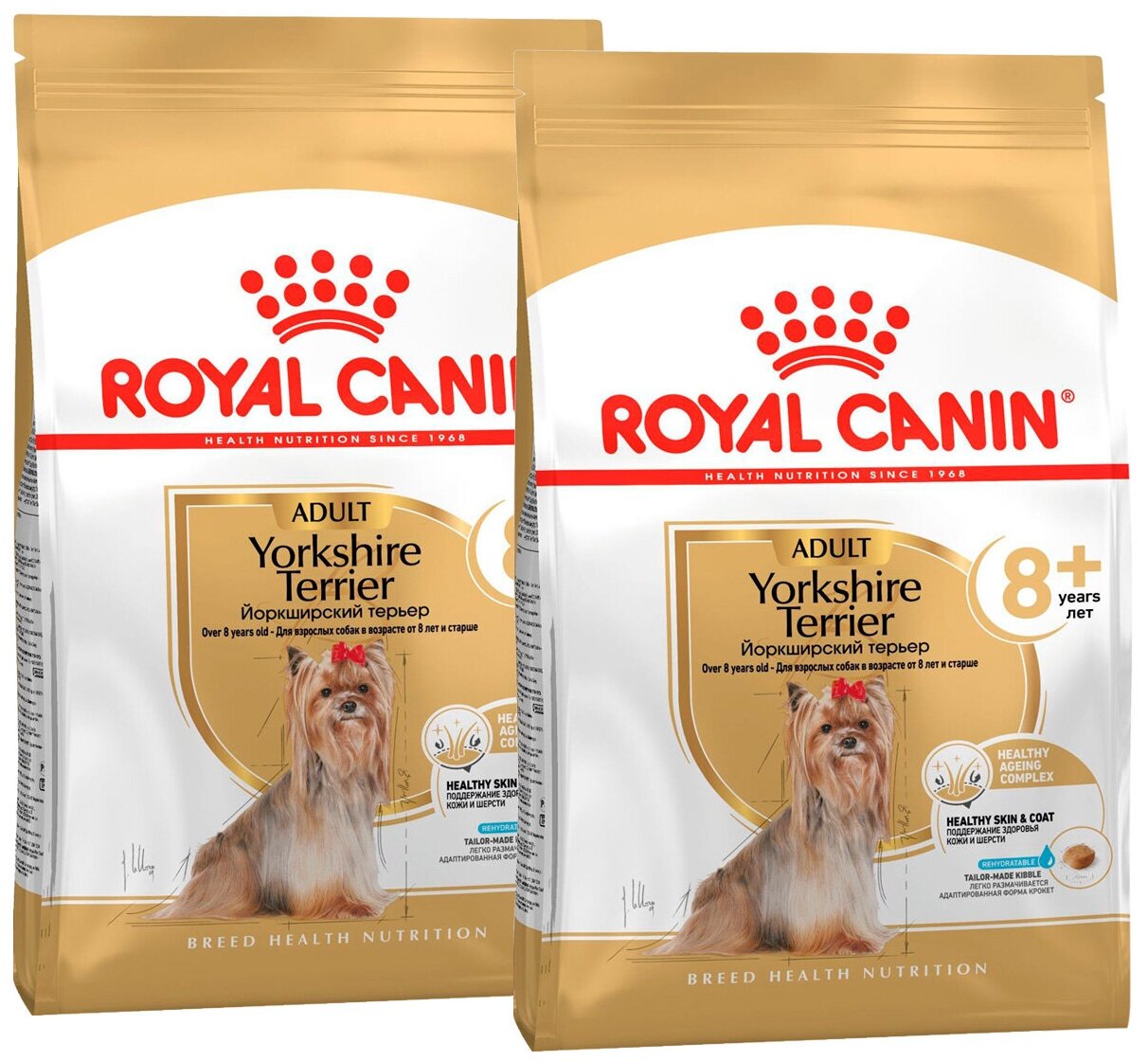 Сухой корм ROYAL CANIN YORKSHIRE TERRIER ADULT 8+ для пожилых собак йоркширский терьер старше 8 лет (1,5 кг + 1,5 кг)