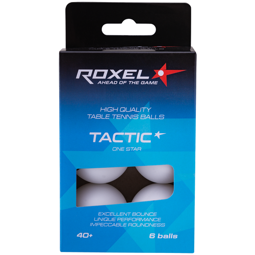 фото Мяч для настольного тенниса roxel 1* tactic, белый, 6 шт.