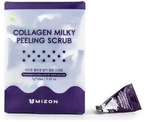 Пилинг-скраб MIZON Молочный с коллагеном Collagen Milky Peeling Scrub, 24 х 7 г