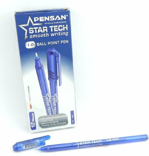 Ручка масляная Star-Tech 1,0мм игла (тонированный синий корпус) синяя (31020) (12 шт.)