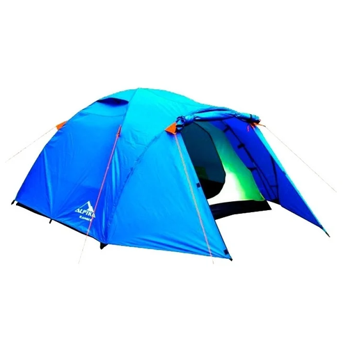 Палатка четырёхместная ALPIKA Ranger 4, голубой светоотражающая веревка для палатки тента ветровая оттяжка 5 м 4 шт