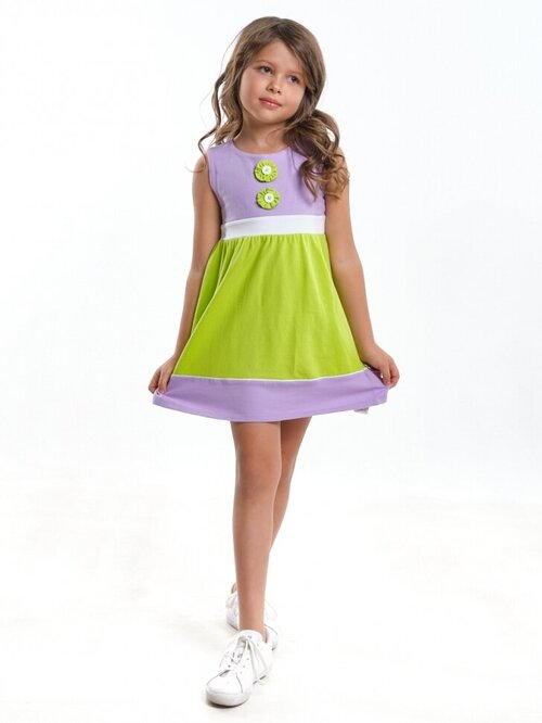 Платье Mini Maxi, хлопок, трикотаж, однотонное, размер 104, зеленый, синий