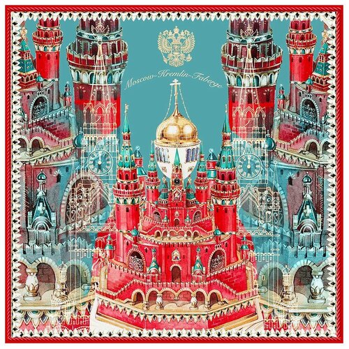 Платок Русские в моде by Nina Ruchkina, 90х90 см, красный