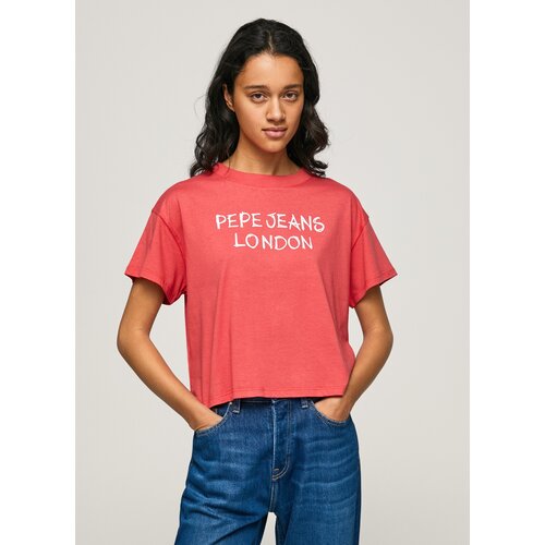 футболка жен для женщин, Pepe Jeans London, модель: PL505437, цвет: красный, размер: 48(L)