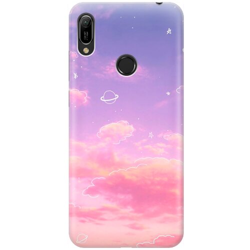 фото Силиконовый чехол на huawei y6 (2019) / y6 prime (2019) / honor 8a / 8a pro / хонор 8а / хонор 8а про / хуавей у6 2019 / хуавей у6 прайм 2019 с принтом "розовое небо и космос" re:pa