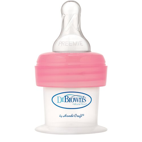 Dr. Brown's Бутылочка полипропиленовая с узким горлом для недоношенных детей First Feeders, 15 мл, с рождения, розовый