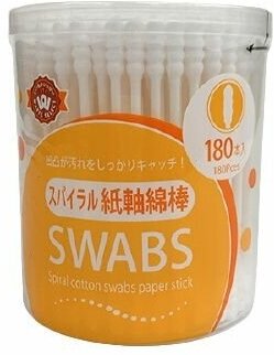 Ватные палочки Watts спиралевидные, с бумажным стержнем, 180 шт