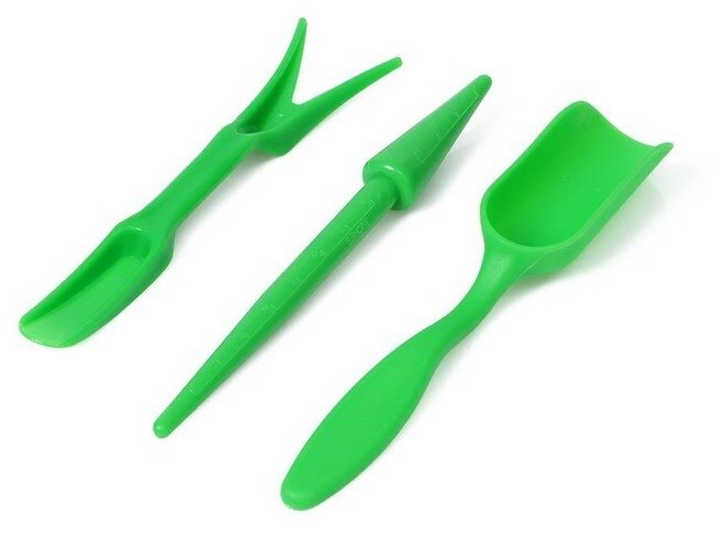 Набор посадочного инструмента, 4 предмета: лопатка, вилка, конус, стаканчик, цвет микс - фотография № 9
