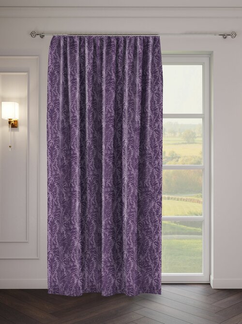 Штора жаккард Тростник 200х270 см для гостиной кухни спальни плотная, цвет фиолетовый