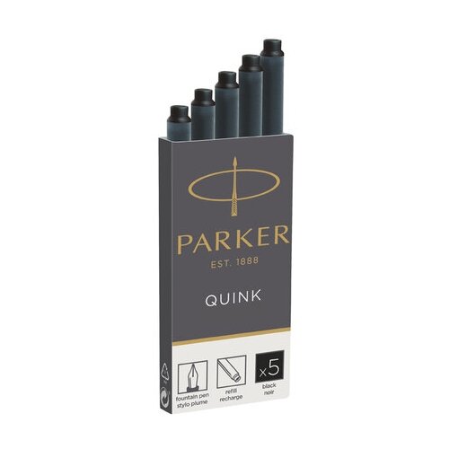 чернильный картридж parker quink short 0 5 мл Parker Чернила (картридж), черный, 5 шт в упаковке