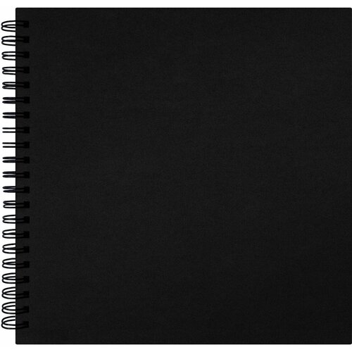 Блокнот-Скетчбук с белыми страницами для рисования эскизов 160 г/м2, 190х190 мм, 60 листов, гребень, твёрдая обложка Черная, Brauberg Art, 115074