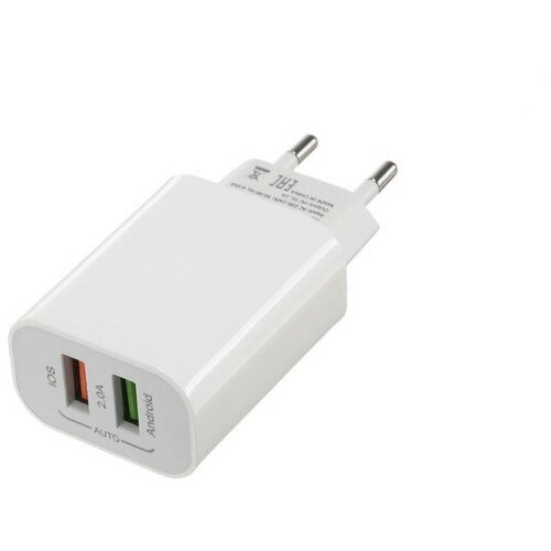 Сетевое зарядное устройство Luazon LN-110AC, 2 USB, 2 A, белое