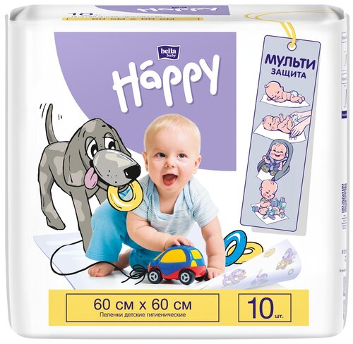 Одноразовая пеленка Bella Baby Happy 60x60, 10 шт.