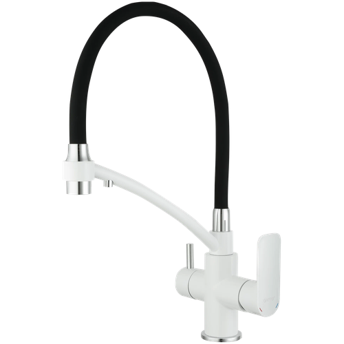 Смеситель для кухни (мойки) Gappo G4348 белый/черный смеситель для кухни gappo с картриджем гибкий излив подкл к фильтр белый g4348