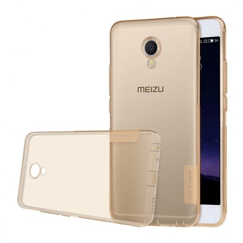 Накладка силиконовая Nillkin Nature TPU Case для Meizu MX6 прозрачно-золотая накладка пластиковая nillkin frosted shield для meizu mx6 золотая