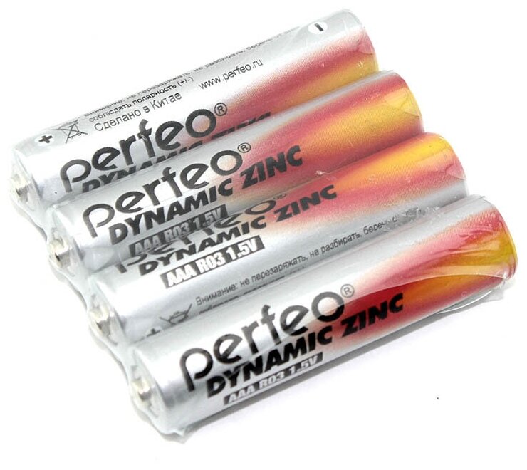 Батарейка Perfeo R03 (ААА) SR4, 1.5В марганцево-цинковые (солевые), 4шт.