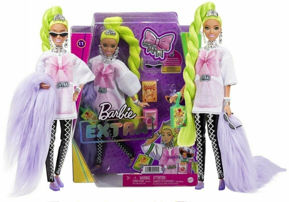 Barbie Кукла Экстра с зелеными неоновыми волосами - фото №15