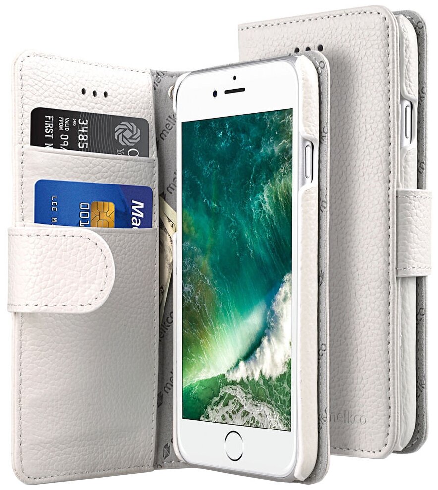 Кожаный чехол книжка Melkco для iPhone 7/8 (4.7") - Wallet Book Type - белый