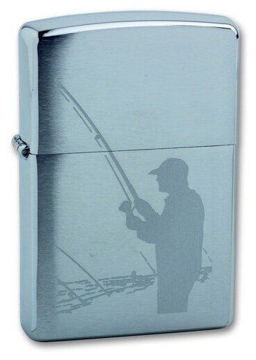 Оригинальная бензиновая зажигалка ZIPPO 200 Fisherman с покрытием Brushed Chrome - Рыбак - фотография № 5