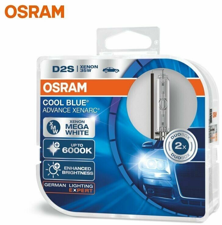 Ксеноновые лампы D2S Osram Cool Blue Advance - 66240CBA-HCB (Комплект 2 шт.)+ QR код подлинности